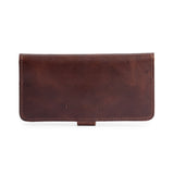 Timber | Back of leather wallet with snap closed