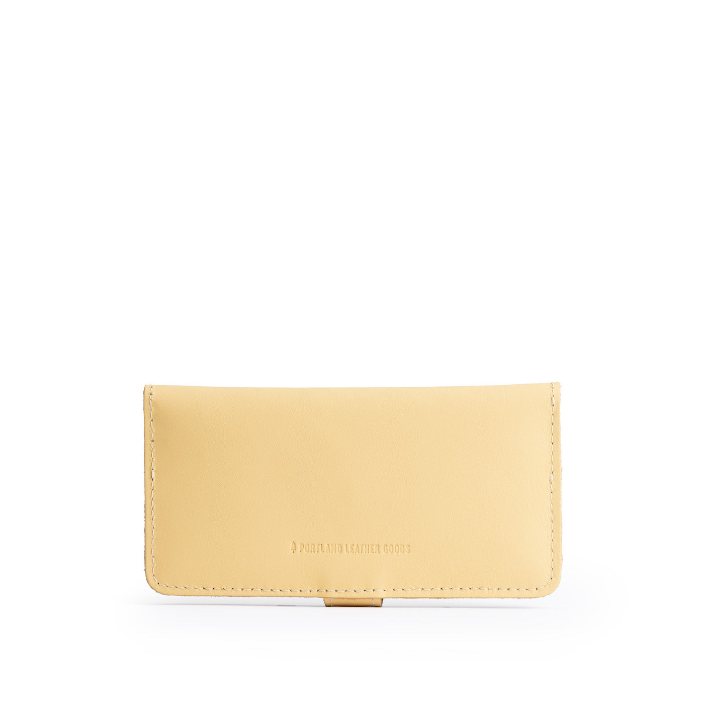 Vanilla | Back of leather wallet with snap closed