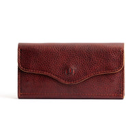 Cinnamon Bear | Large leather wallet with snap closure and three trees debossed