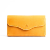 Sunflower | Large leather wallet with snap closure and three trees debossed