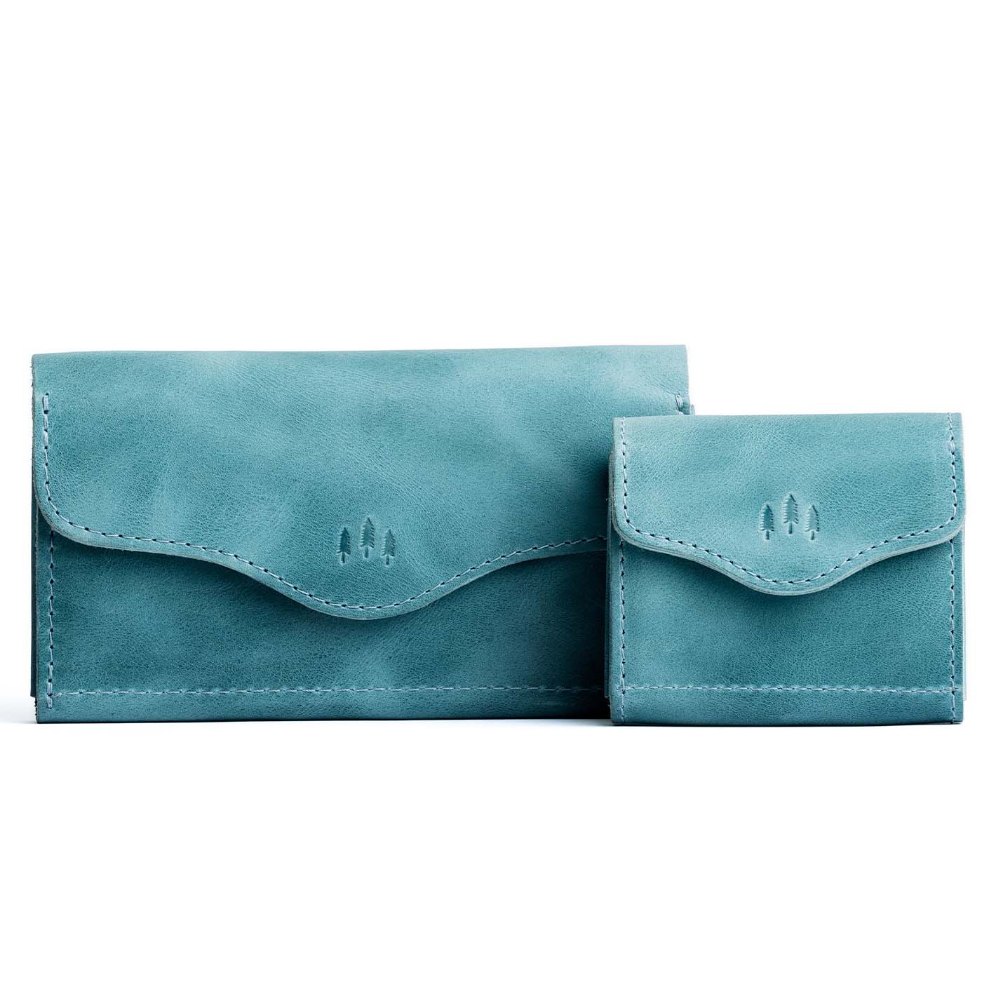 Aqua | Comparison shot of Bozeman and Small Bozeman Wallets