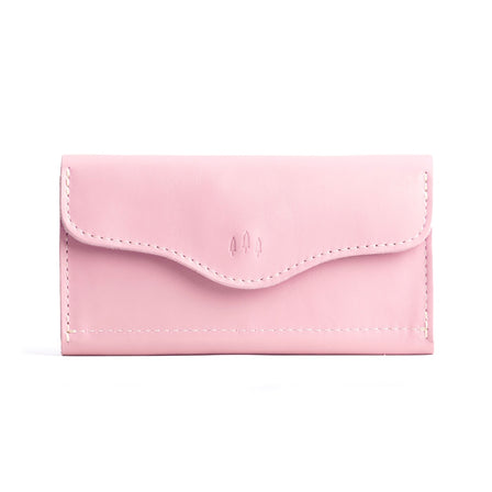 Vintage Pink | Large leather wallet with snap closure and three trees 