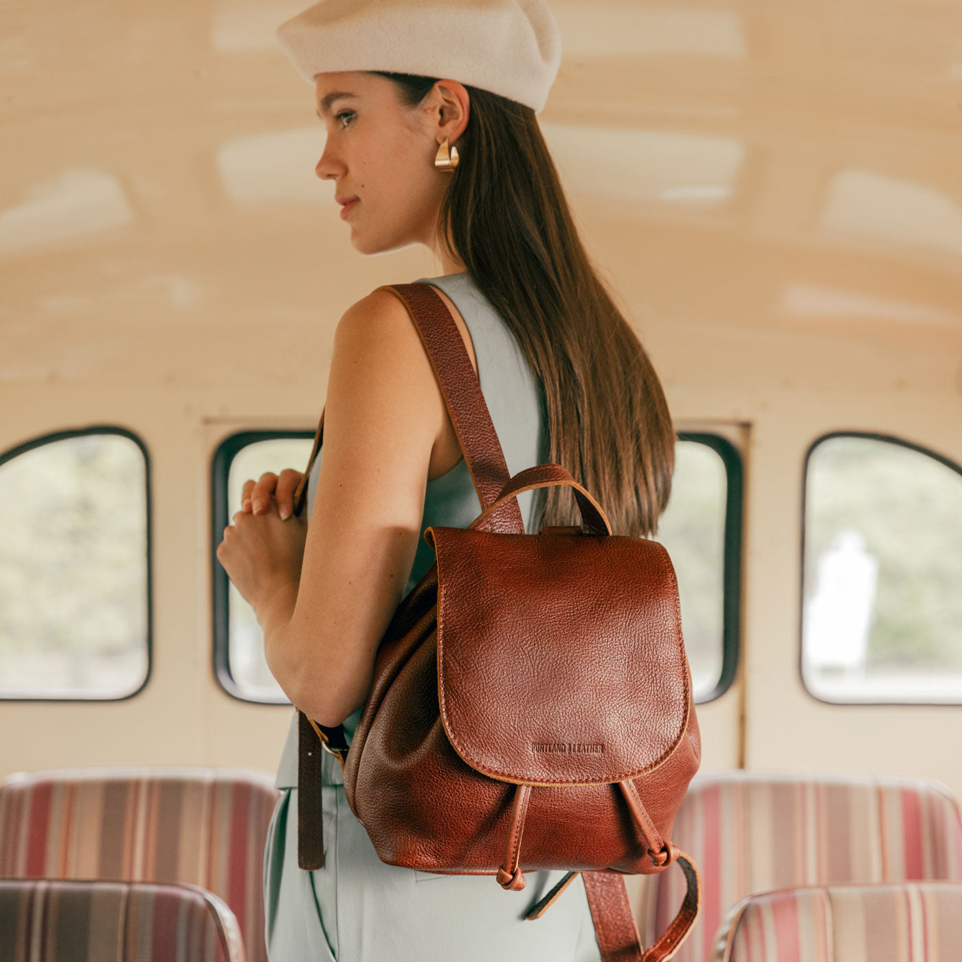 Outlet Reduced. Portland leather goods bucket backpack