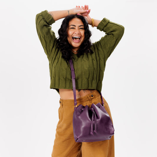 Plum*Large | Slouchy crossbody bag with drawstring closure