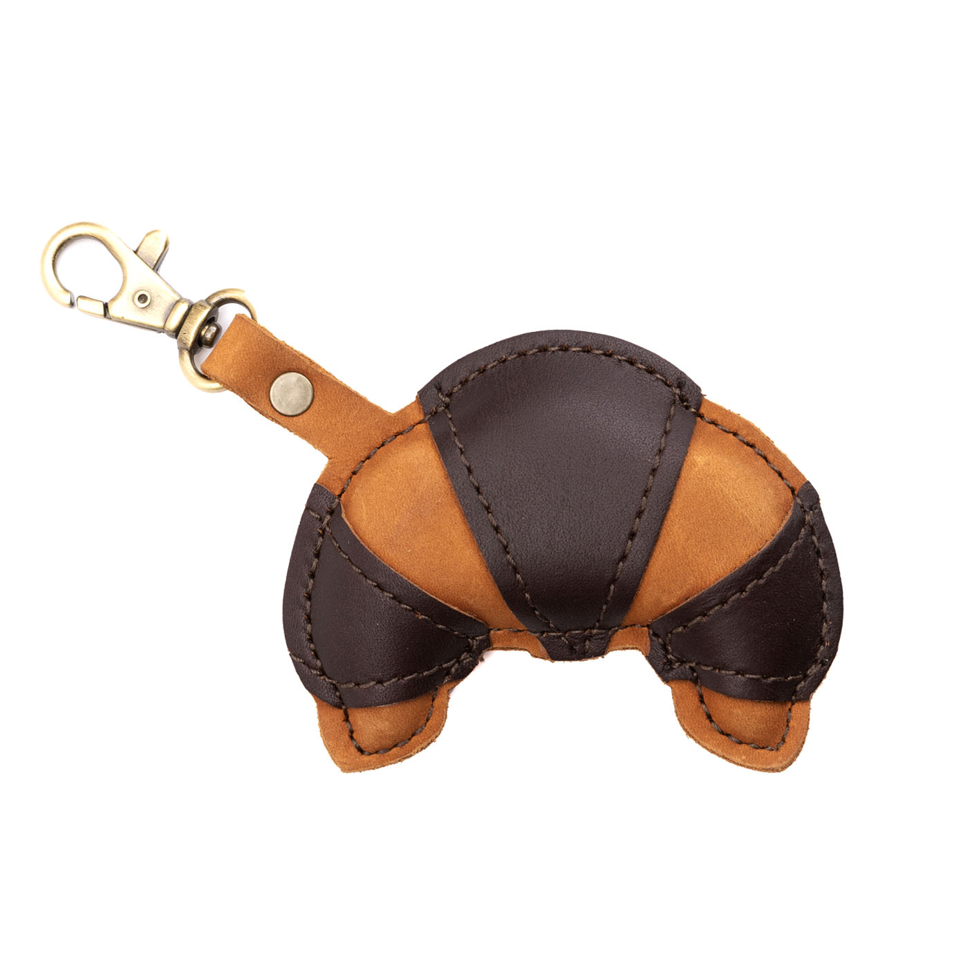 Grizzly | Croissant shaped leather keychain with lobster claw clasp