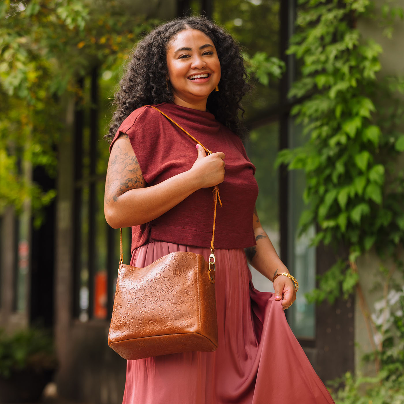 Portland Leather Goods Butterfly 2024 Bucket Bag In Honey Brown NWOT crossbody Purse