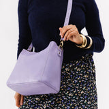 Wisteria | symmetrical bucket bag with latch closure and removable crossbody strap