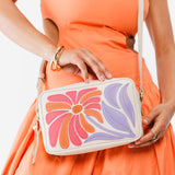 Wildflower Bone Large | Midsize rectangular crossbody with large flower embroidery