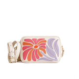 Wildflower Bone Small | Petite rectangular crossbody with large flower embroidery