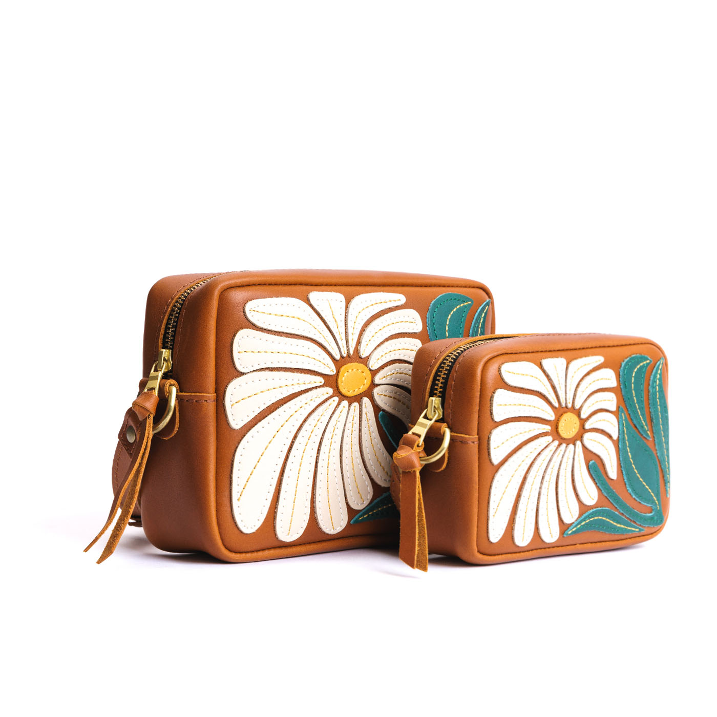 Wildflower Honey | Two sizes of rectangular crossbody with large flower embroidery