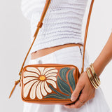 Wildflower Honey Small | Petite rectangular crossbody with large flower embroidery