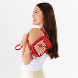 Wildflower Ruby Small | Petite rectangular crossbody with large flower embroidery