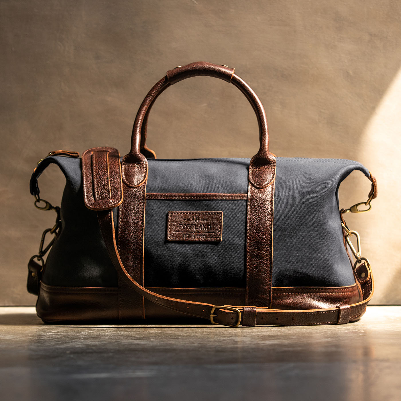 Leather and Canvas Duffel Bag