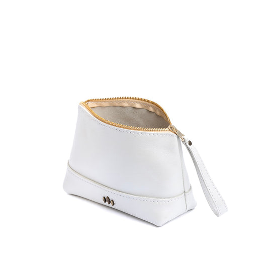 Pearl*Large | Zip top rectangular pouch with wide base and narrow top