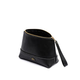 Pebbled--black Large | Zip top rectangular pouch with wide base and narrow top