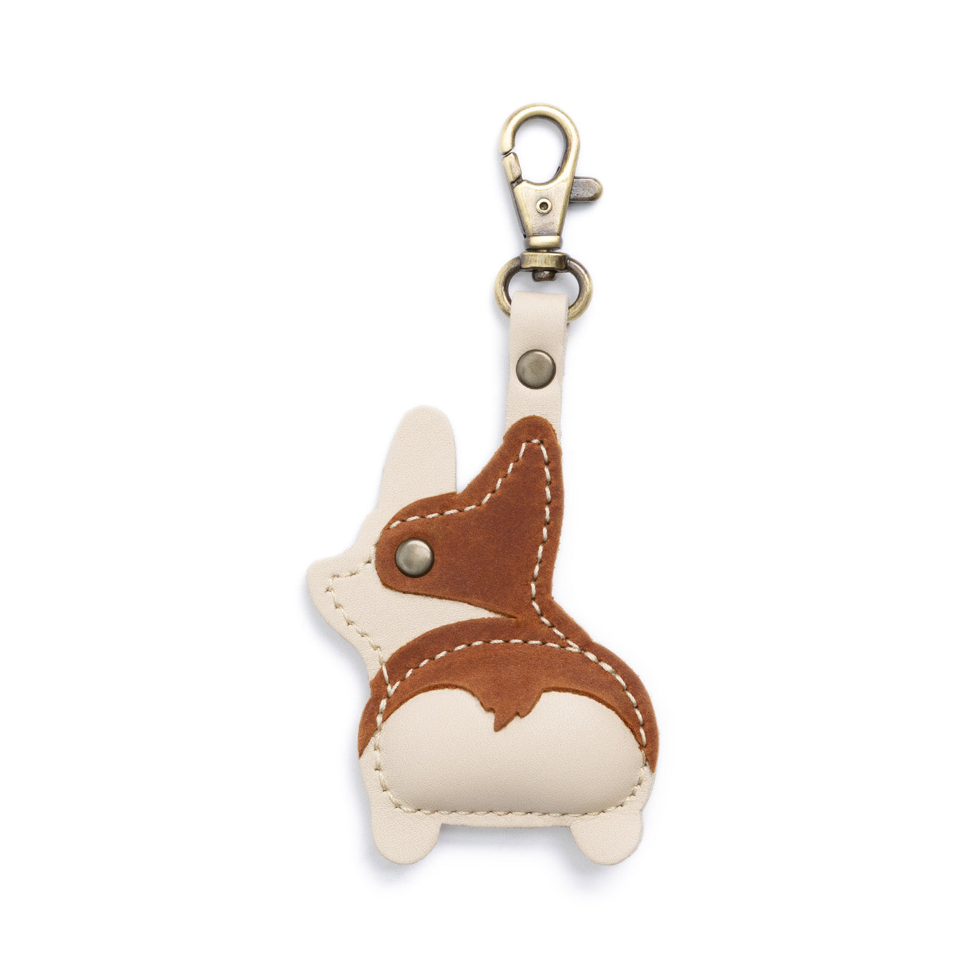 Dakota | Leather corgi shaped keychain with metal lobster clasp