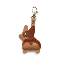 Nutmeg | Leather corgi shaped keychain with metal lobster clasp