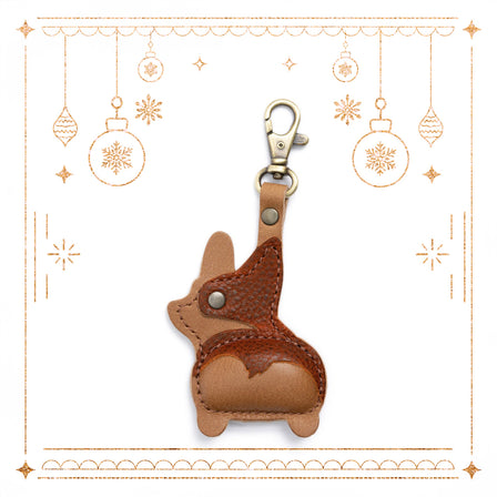 Nutmeg | Leather corgi shaped keychain with metal lobster clasp