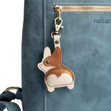 Shortbread | Leather corgi shaped keychain with metal lobster clasp