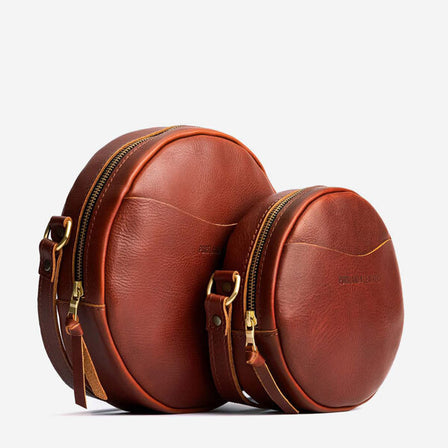 Chestnut*Small | Circle shaped crossbody bag with top zipper