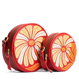 Wildflower Ruby | Circle shaped crossbody bag with large flower embroidered design