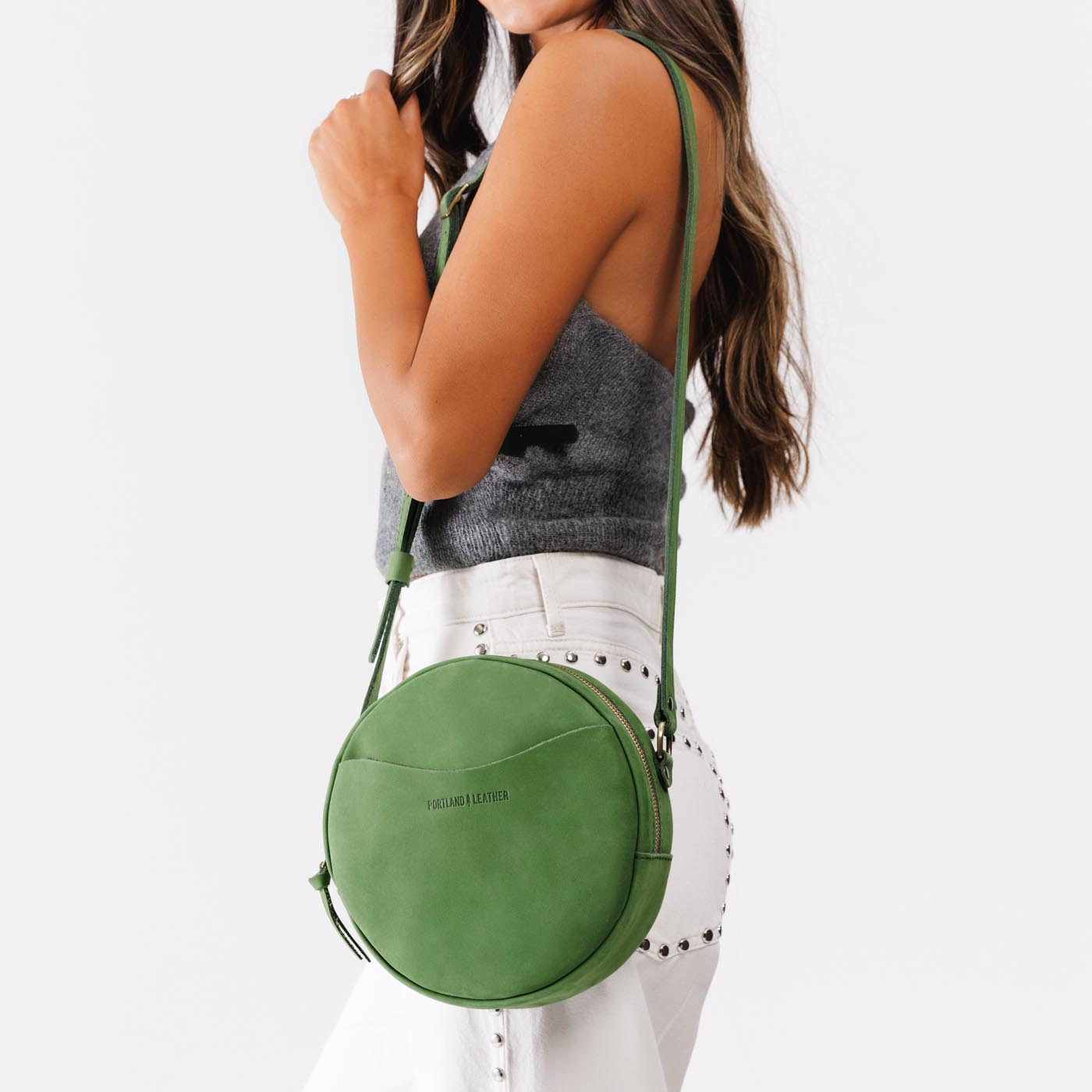 Succulent*Large | Circle shaped crossbody bag with top zipper