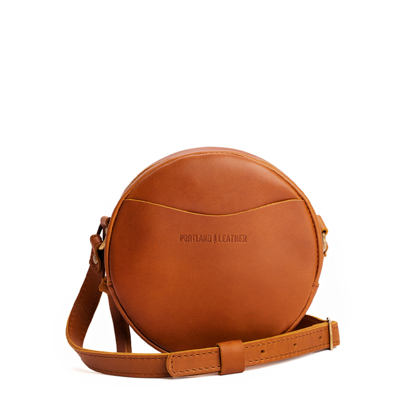 Portland leather goods mini circle authentic crossbody violet