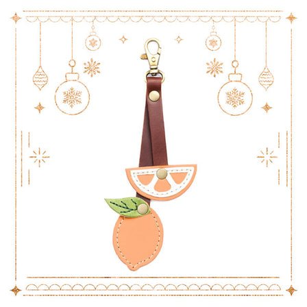 Mamey | Citrus fruit shaped leather keychain