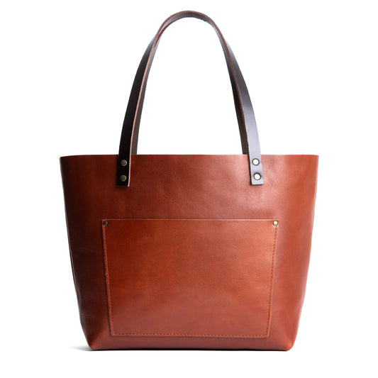 Chestnut*Classic | Large leather tote bag with sturdy bridle handles and front pocket