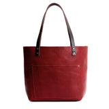 Chili Red Classic | Large leather tote bag with sturdy bridle handles and front pocket