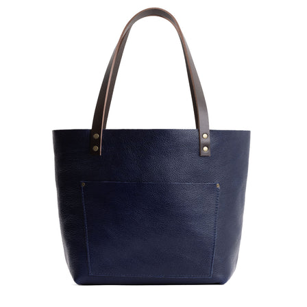 Cobalt*Classic | Large leather tote bag with sturdy bridle handles and front pocket