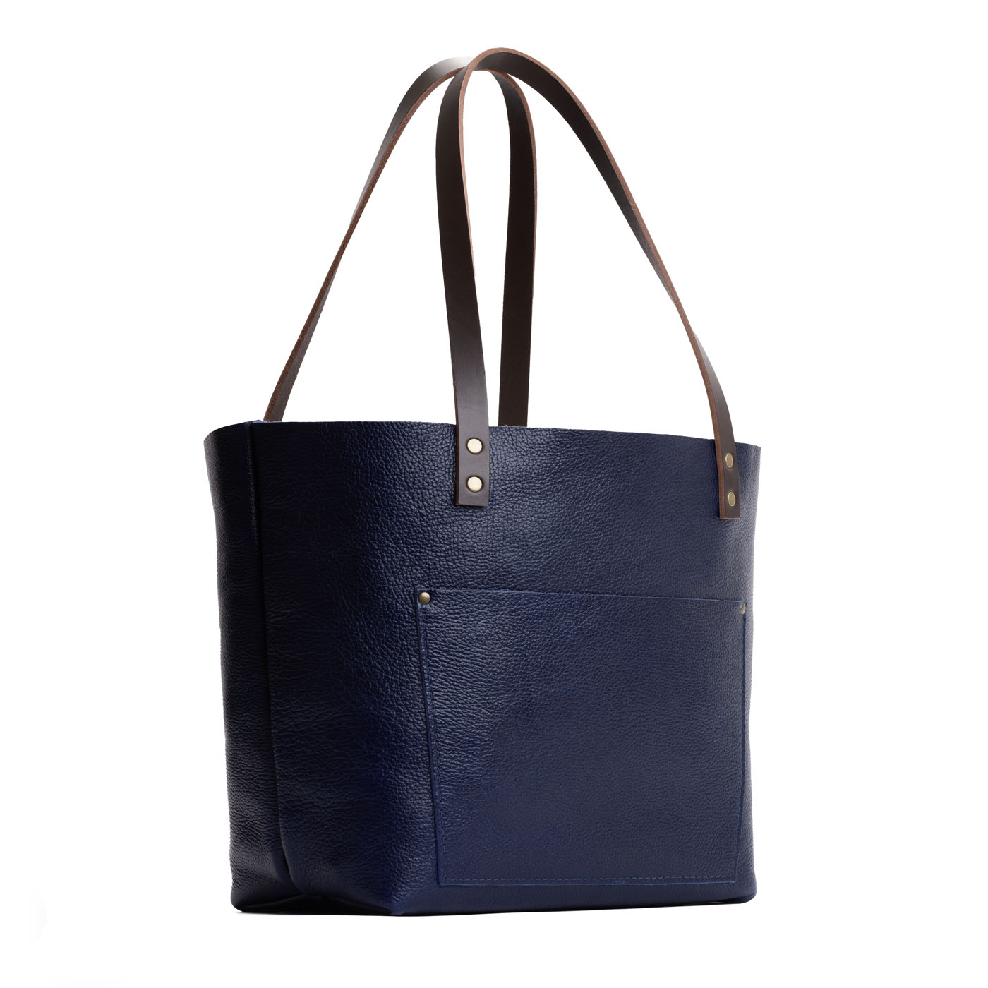 Cobalt*Classic | Large leather tote bag with sturdy bridle handles and front pocket