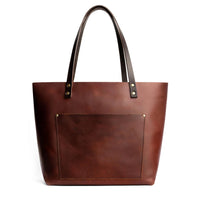 Cognac*Classic | Large leather tote bag with sturdy bridle handles and front pocket