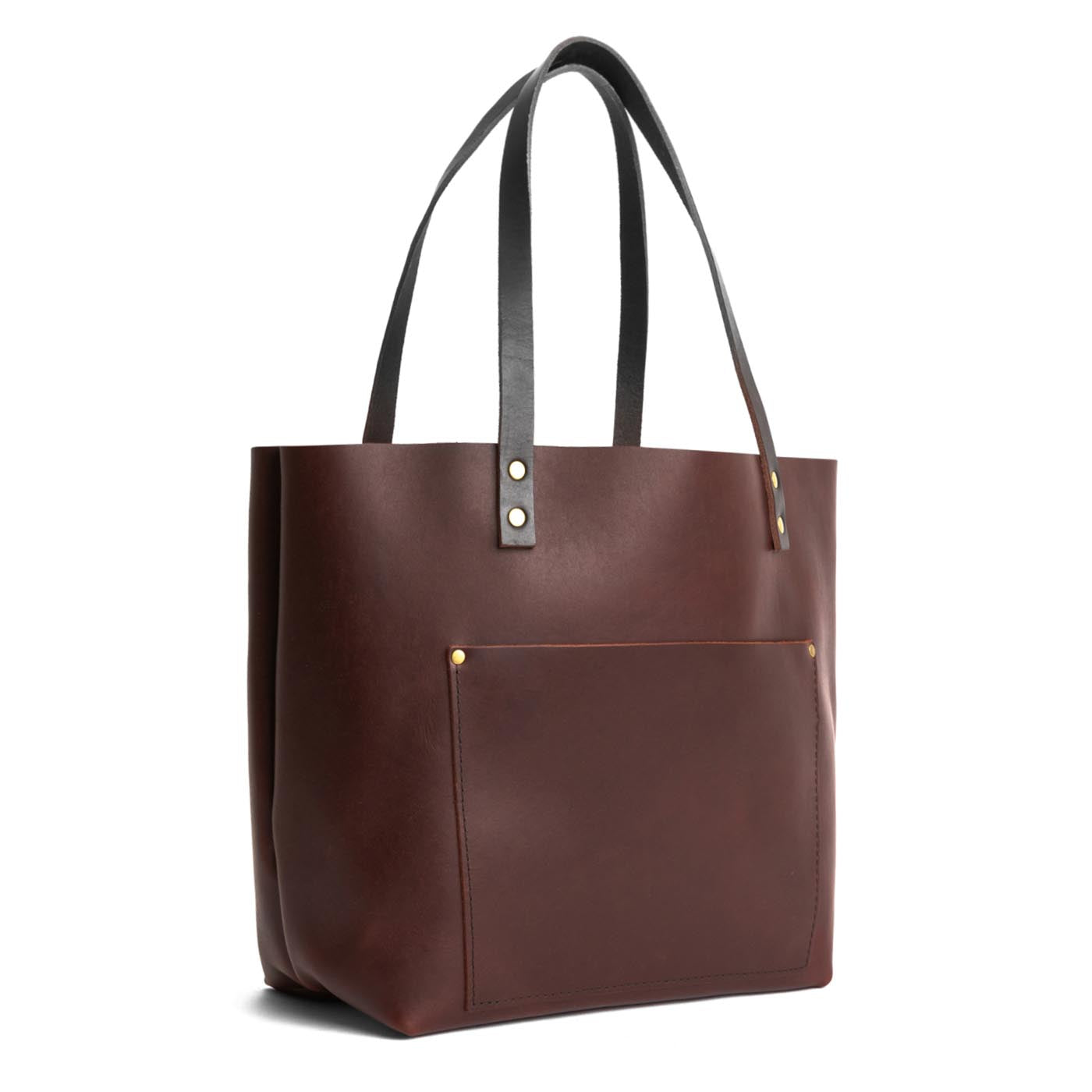 Cognac*Classic | Large leather tote bag with sturdy bridle handles and front pocket