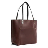 Cognac Classic | Large leather tote bag with sturdy bridle handles and front pocket