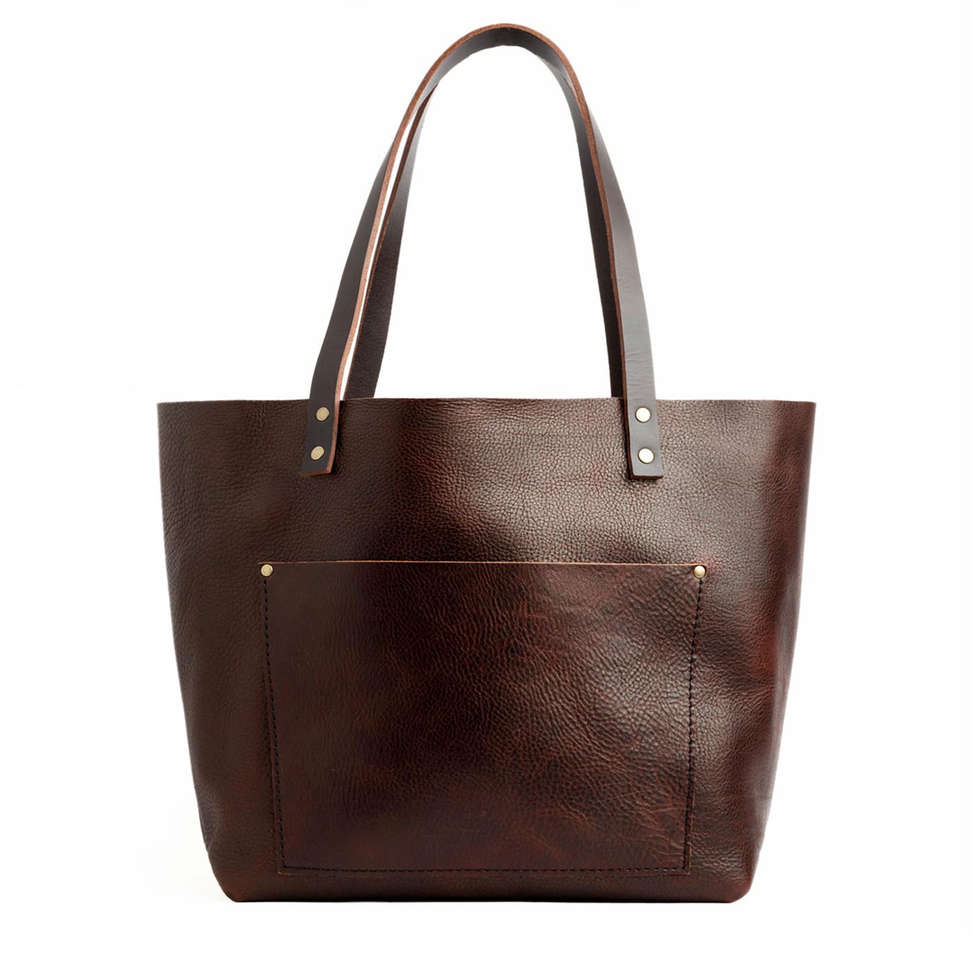 Coldbrew*Classic | Large leather tote bag with sturdy bridle handles and front pocket