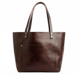 Coldbrew Classic | Large leather tote bag with sturdy bridle handles and front pocket