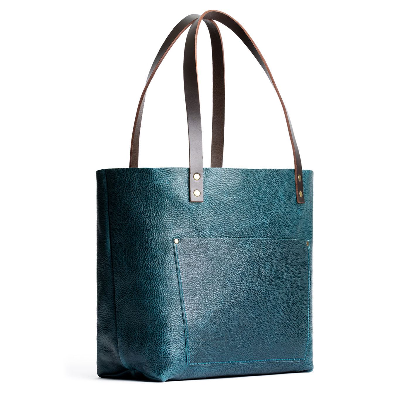 Lagoon*Classic | Large leather tote bag with sturdy bridle handles and front pocket