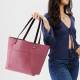 Foxglove Classic | Large leather tote bag with sturdy bridle handles and front pocket