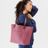 Foxglove Classic | Large leather tote bag with sturdy bridle handles and front pocket