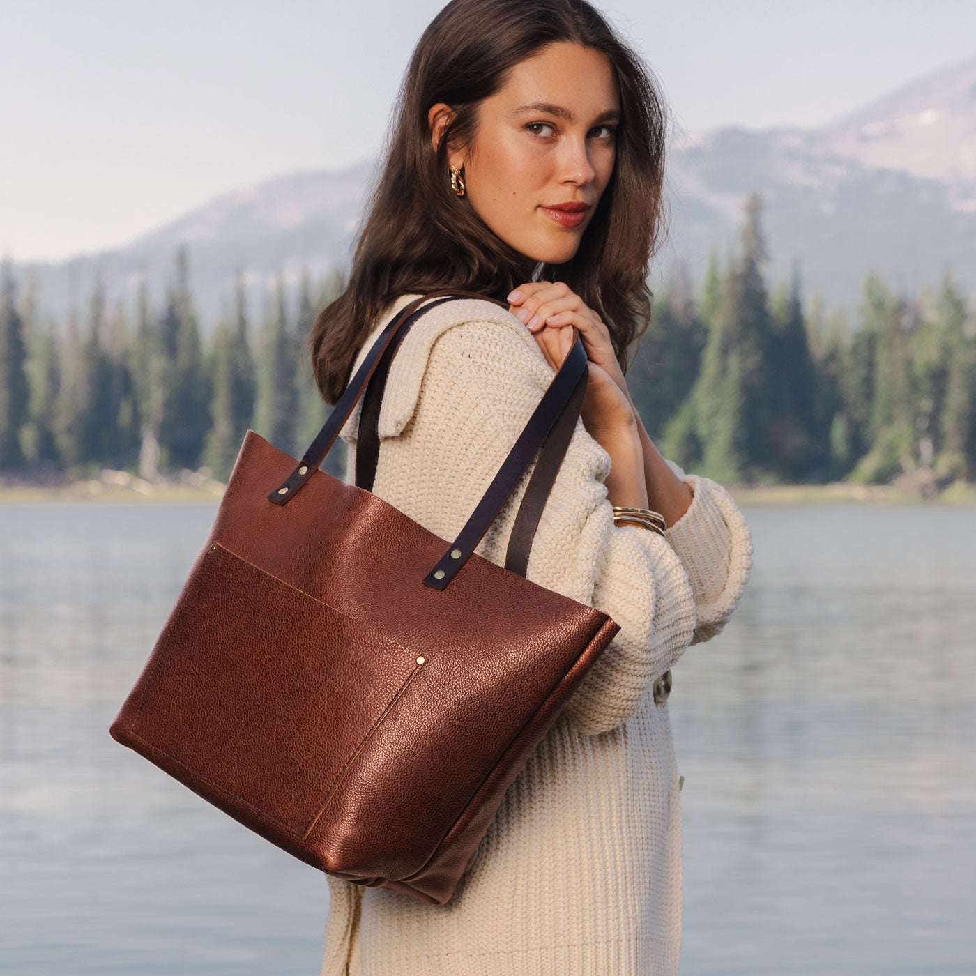 Big leather tote online