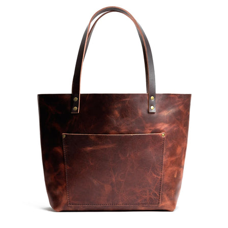 Lava*Classic | Large leather tote bag with sturdy bridle handles and front pocket