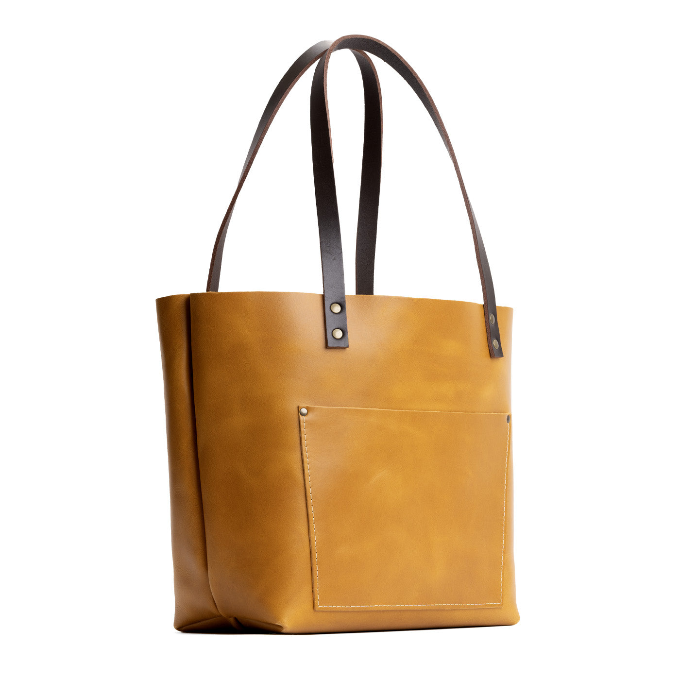 Mango*Classic | Large leather tote bag with sturdy bridle handles and front pocket