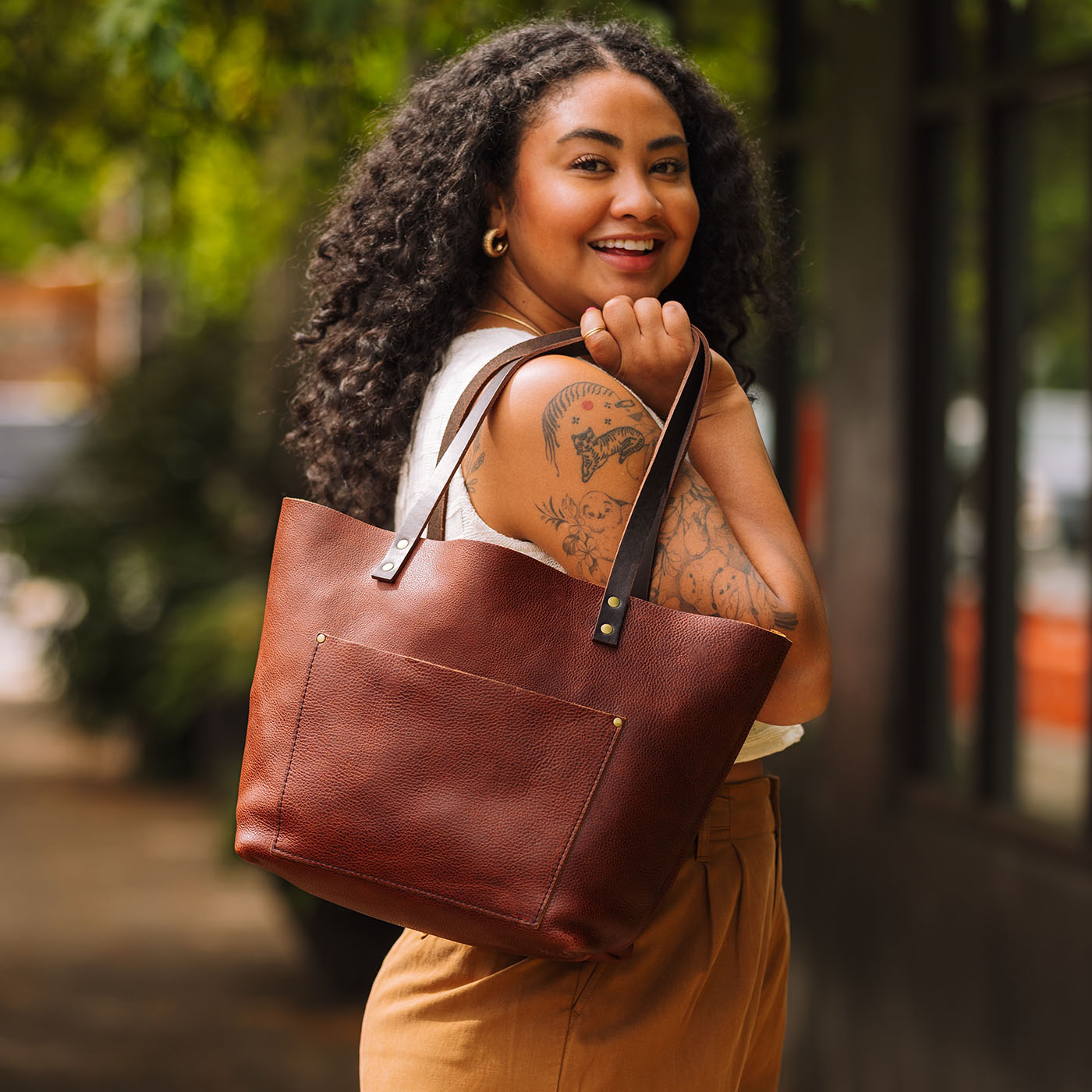 Brown LARGE SHOULDER BAG, Oversize Leather Bag, Large Everyday
