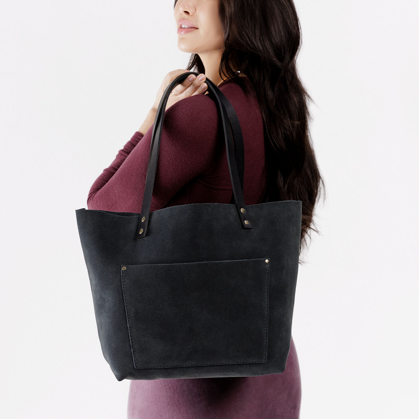 Peppercorn*Classic | Large leather tote bag with sturdy bridle handles and front pocket