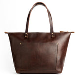 Coldbrew Zipper | Large zipper leather tote bag with sturdy bridle handles and front pocket