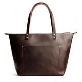 Grizzly Zipper | Large zipper leather tote bag with sturdy bridle handles and front pocket