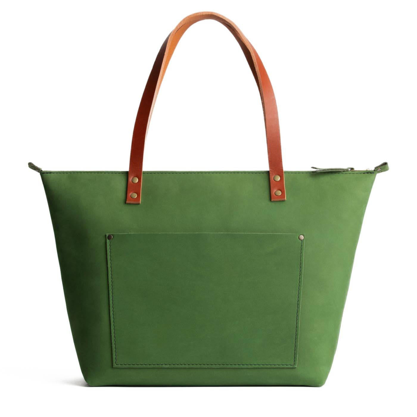 Succulent*Zipper | Large zipper leather tote bag with sturdy bridle handles and front pocket