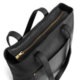 Pebbled--black Zipper | Medium Tote with dual shoulder straps and crossbody strap