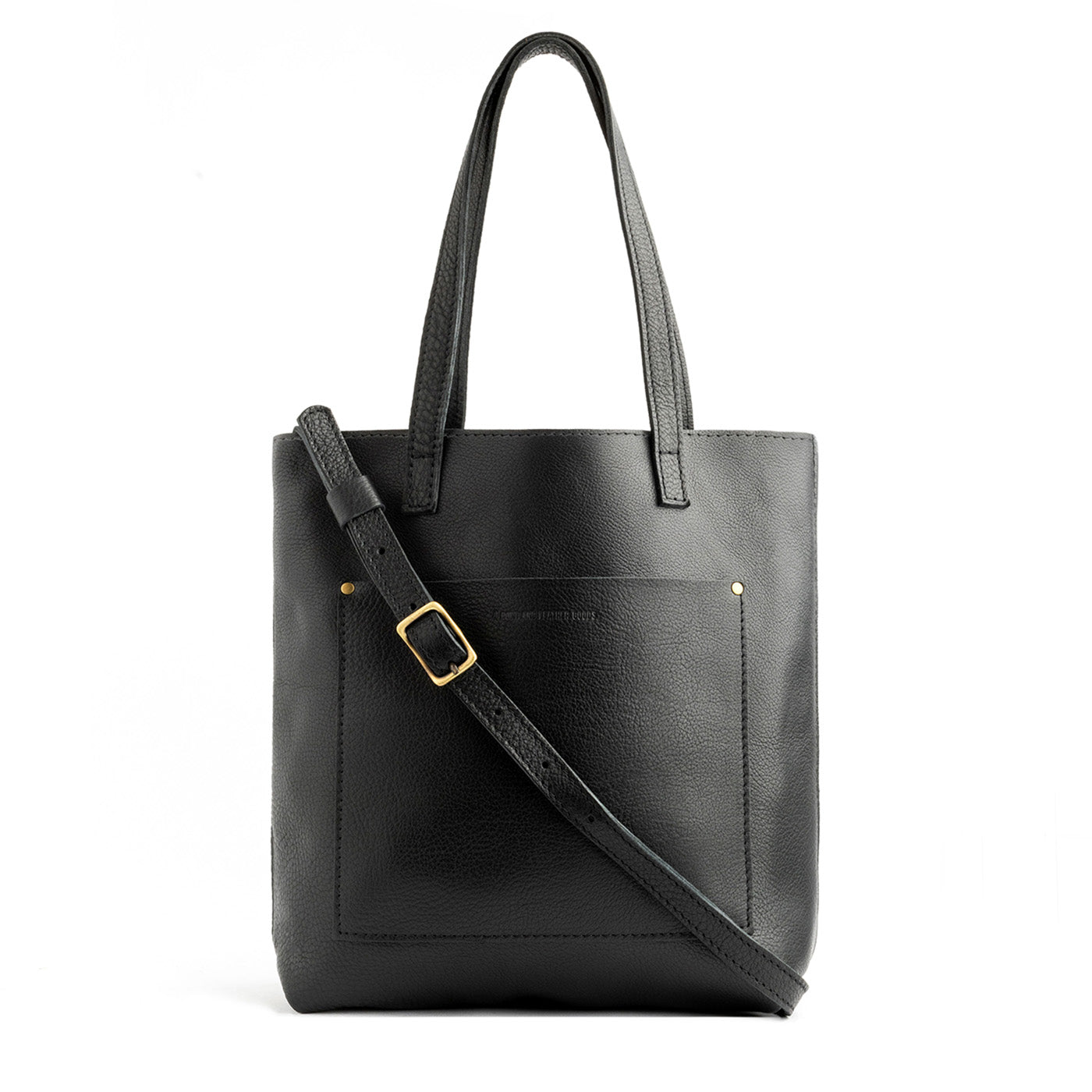 Pebbled--black*Zipper | Medium Tote with dual shoulder straps and crossbody strap